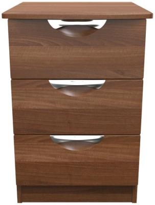 Flora Walnut 3 Drawer Bedside Cabinet