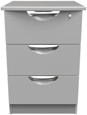 Flora Grey Ash 3 Drawer Narrow Bedside Cabinet With Lock