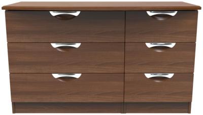 Product photograph of Flora Walnut Effect 6 Drawer Midi Dresser from Choice Furniture Superstore