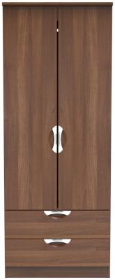 Flora Walnut 2 Door Double Wardrobe W 77cm X D 595cm