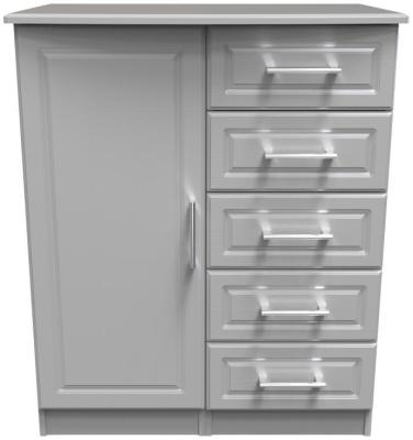 Gina Grey Ash 1 Door Midi Wardrobe W 77cm X D 595cm