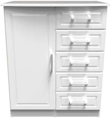 Gina White Ash 1 Door Midi Wardrobe W 77cm X D 595cm