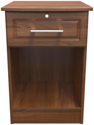 Gina Walnut Effect 1 Drawer Bedside Table With Lock