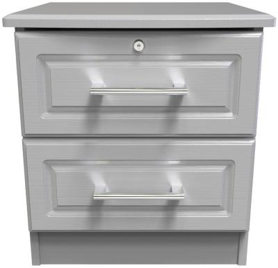 Gina Grey Ash 2 Drawer Bedside Cabinet With Lock