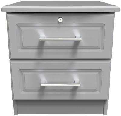 Gina Grey 2 Drawer Bedside Cabinet With Lock