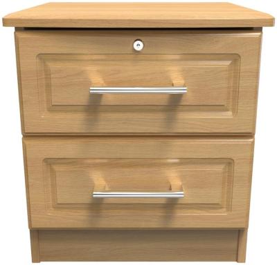 Gina Oak Effect 2 Drawer Bedside Cabinet With Lock