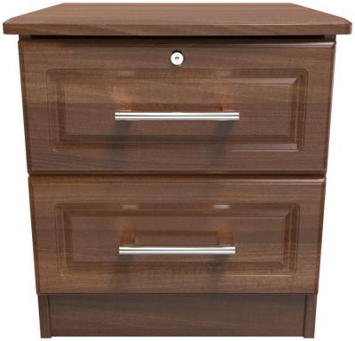 Gina Walnut Effect 2 Drawer Bedside Cabinet With Lock