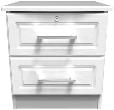 Gina White 2 Drawer Bedside Cabinet With Lock