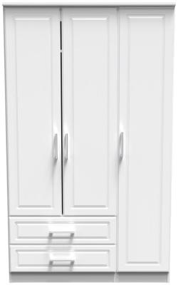 Gina White Ash 3 Door Triple Wardrobe W 124cm X D 595cm