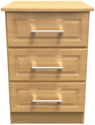 Gina Modern Oak 3 Drawer Bedside Cabinet