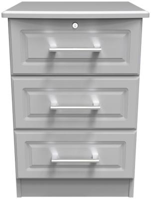 Gina Grey 3 Drawer Narrow Bedside Cabinet With Lock