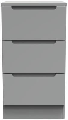 Milan Grey 3 Drawer Narrow Bedside Cabinet