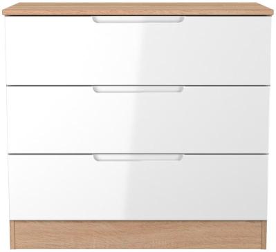 Milan White Gloss And Bardolino 3 Drawer Small Chest