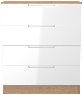 Milan White Gloss And Bardolino 4 Drawer Chest