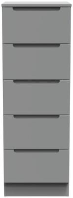 Product photograph of Milan Grey 5 Drawer Narrow Chest from Choice Furniture Superstore