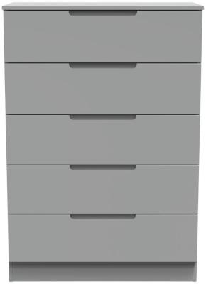 Milan Grey 5 Drawer Narrow Chest