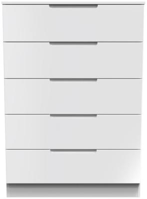 Milan White Gloss 5 Drawer Chest