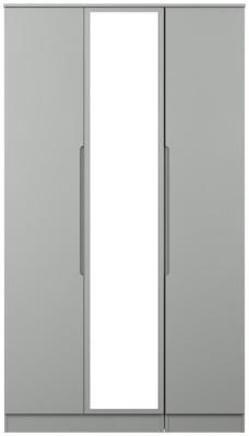 Milan Grey 3 Door Mirror Combi Wardrobe W 111cm X D 53cm