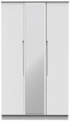 Milan White Gloss 3 Door Mirror Combi Wardrobe W 111cm X D 53cm