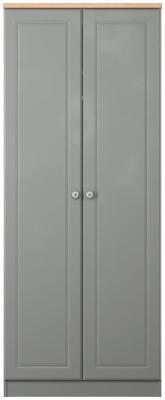 Norfolk Grey And Bardolina Oak 2 Door Plain Wardrobe W 74cm X D 53cm