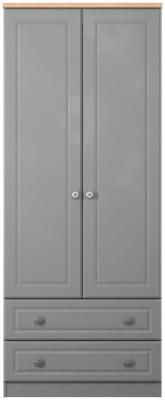 Norfolk Grey And Bardolina Oak 2 Door Double Wardrobe W 74cm X D 53cm