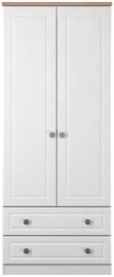 Norfolk White Ash And Bardolino Oak 2 Door Double Wardrobe W 74cm X D 53cm