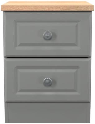 Norfolk Grey And Bardolino Oak 2 Drawer Bedside Cabinet