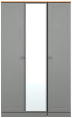 Norfolk Grey And Bardolina Oak 3 Door Mirror Combi Wardrobe W 111cm X D 53cm