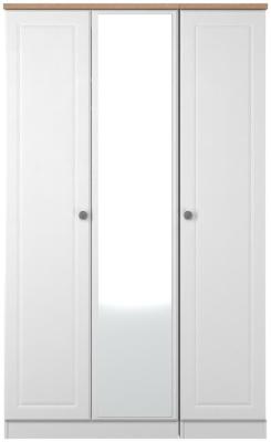 Norfolk White Ash And Bardolino Oak 3 Door Mirror Combi Wardrobe W 111cm X D 53cm