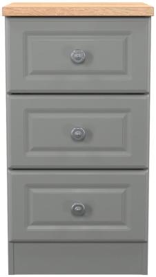 Norfolk Grey And Bardolino Oak 3 Drawer Bedside Cabinet