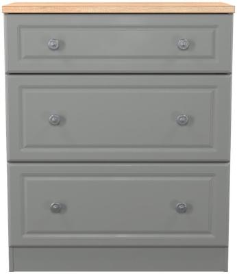 Norfolk Grey And Bardolina Oak 3 Drawer Deep Chest