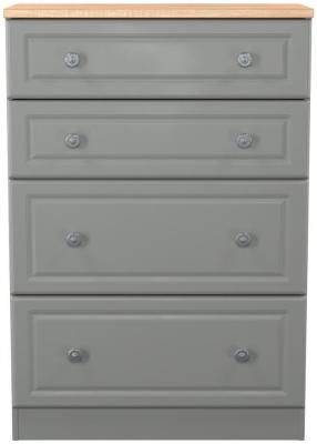 Norfolk Grey And Bardolina Oak 4 Drawer Deep Chest