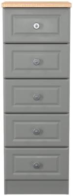 Norfolk Grey And Bardolino Oak 5 Drawer Narrow Chest