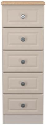 Product photograph of Norfolk Cashmere And Oak Effect 5 Drawer Narrow Chest from Choice Furniture Superstore