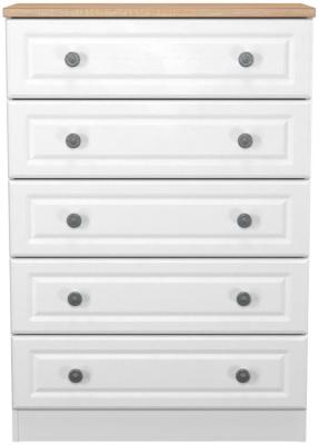 Norfolk White Ash And Bardolino Oak 5 Drawer Narrow Chest