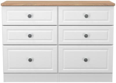 Norfolk White Ash And Bardolino Oak 6 Drawer Wide Chest