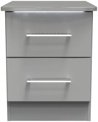 Paris Grey Gloss 2 Drawer Bedside Cabinet