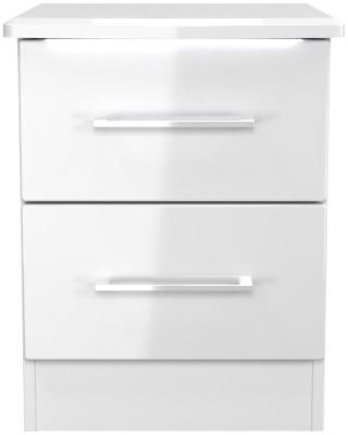 Paris White Gloss 2 Drawer Bedside Cabinet