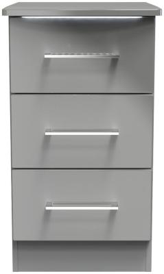 Paris Grey Gloss 3 Drawer Bedside Cabinet