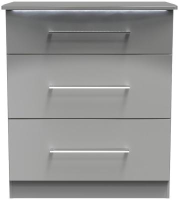 Paris Grey Gloss 3 Drawer Small Deep Chest