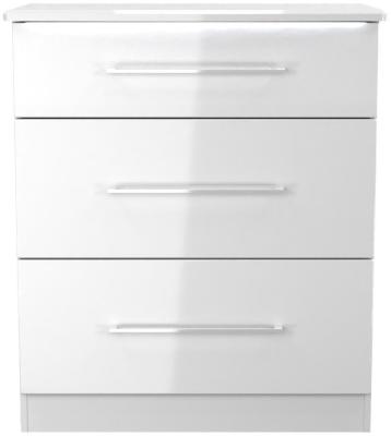 Paris White Gloss 3 Drawer Deep Chest