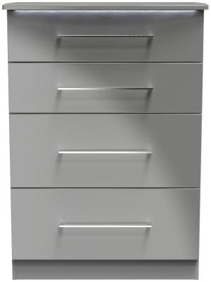 Paris Grey Gloss 4 Drawer Deep Chest