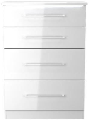 Paris White Gloss 4 Drawer Deep Chest