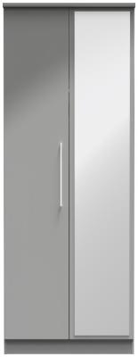 Paris Grey Gloss 2 Door Mirror Wardrobe W 74cm X D 53cm