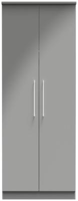 Paris Grey Gloss 2 Door Plain Wardrobe W 74cm X D 53cm