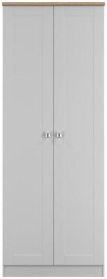 Sussex Grey Ash And Bardolino Oak 2 Door Plain Wardrobe W 74cm X D 53cm