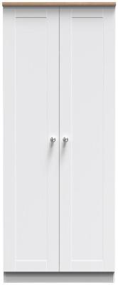 Sussex White Ash And Bardolino Oak 2 Door Plain Wardrobe W 74cm X D 53cm