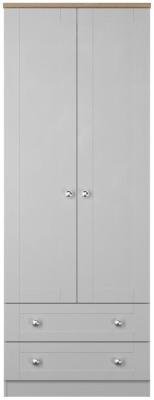 Sussex Grey Ash And Bardolino Oak 2 Door Double Wardrobe W 74cm X D 53cm