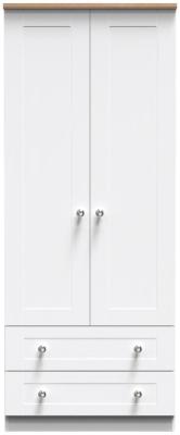 Sussex White Ash And Bardolino Oak 2 Door Double Wardrobe W 74cm X D 53cm