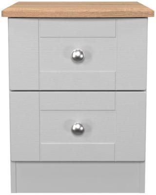 Sussex Grey Ash And Bardolino Oak 2 Drawer Bedside Cabinet